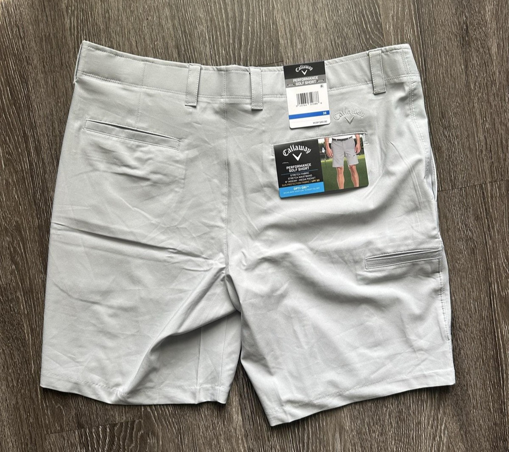 Callaway Shorts Mens 38 Gray Performance Golf Opti-Dri Stretch Media Pocket